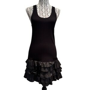 Theory Genuine Leather Tiered Ruffle Cupid Scarlett Racerback Moto Tank Dress